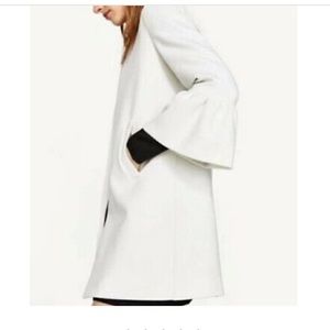 Zara Wonen Bell Sleeve Coat Size Small White |Off-White
